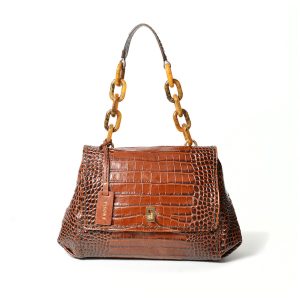 Borsa Miami Florida in pelle stampa cocco brandy