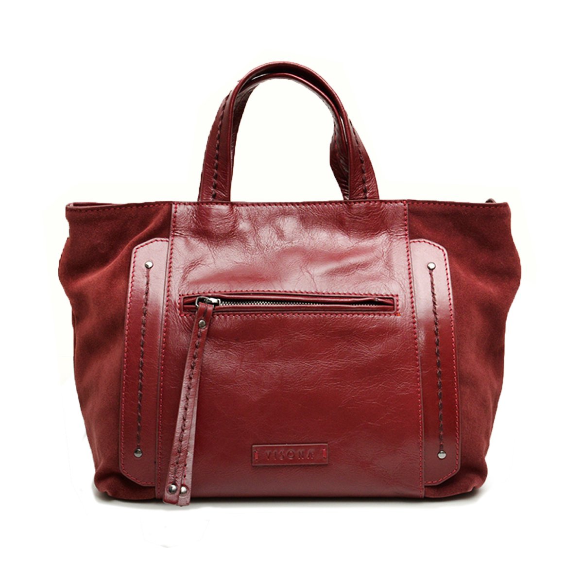 Borsa Marilyn due manici in naplack e suede rubino