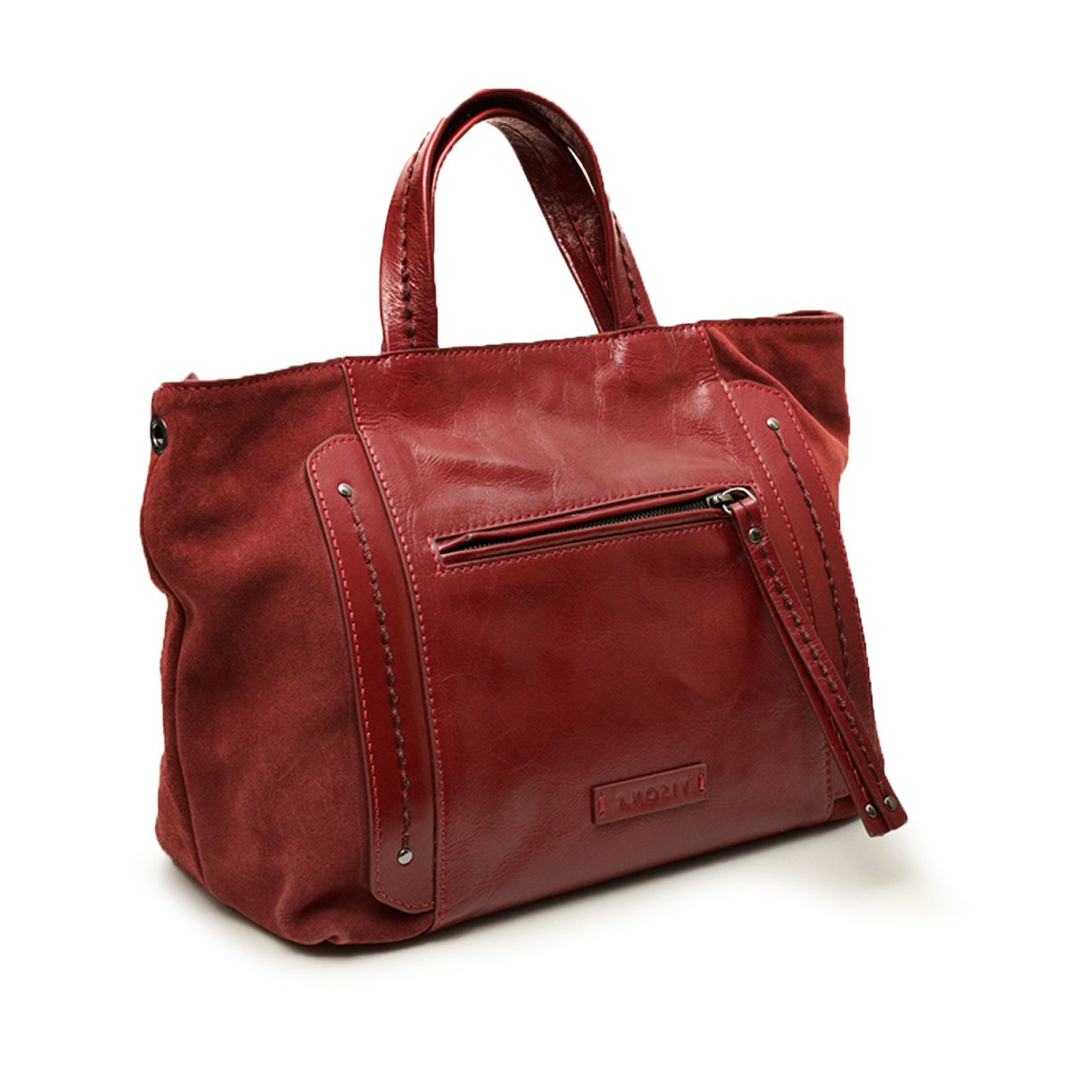 Borsa Marilyn due manici in naplack e suede rubino - immagine 3