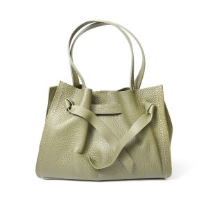 Borsa Vittoria in pelle a grana grossa verde