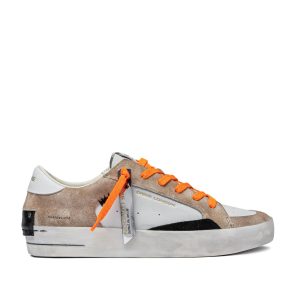 Sneakers SK8 Deluxe in morbida pelle bianca e suede beige