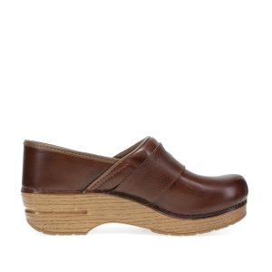 Zoccolo in pelle marrone con fibbia