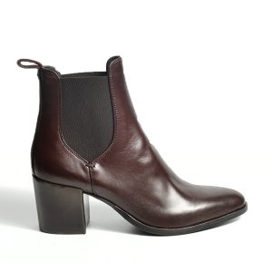 Stivaletto in pelle bordeaux tacco 6 cm
