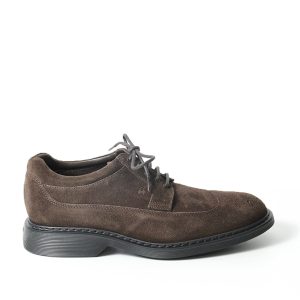 Derby legato in suede marrone