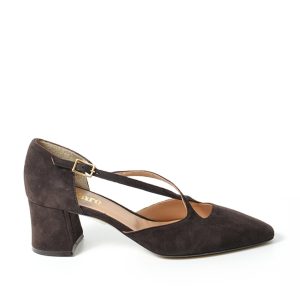 Scarpa con listini incrociati suede ebano