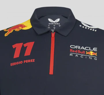 Red Bull Racing t-shirt collo camicia, Sergio Pérez, Blu, 2023 - immagine 4