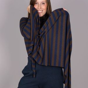 MAXI SCIARPA A RIGHE IN MODAL E LANA