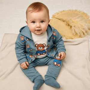 Tuta Cotone Orso Celeste